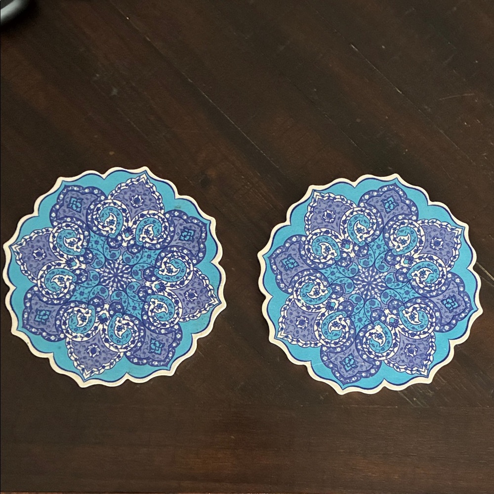 Blue and White Mandala Hot Plates 7”